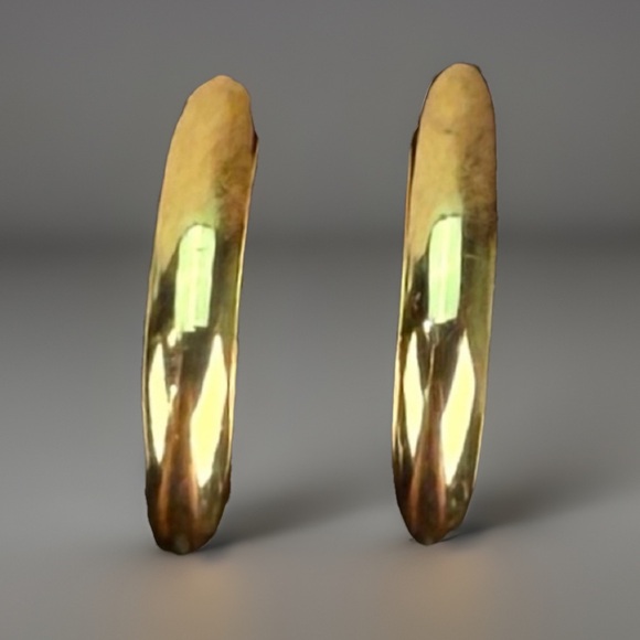 Pretty lightweight, thick goldtone hoop pierced earrings - Picture 1 of 6